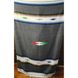 Beautiful Large Chimayo NM Southwestern Weaving Blanket Rug Vintage 78x50 Inches